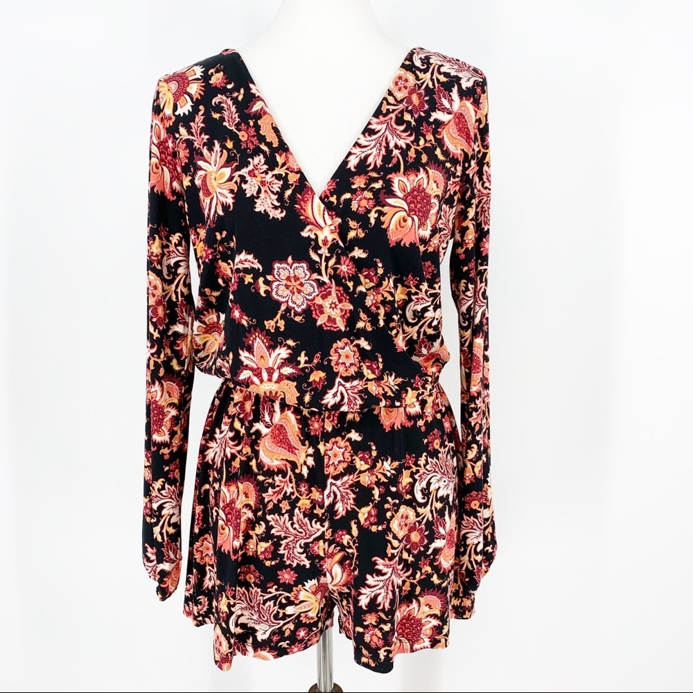 O’ Neill Floral Surplice V-neck Long Sleeve Romper